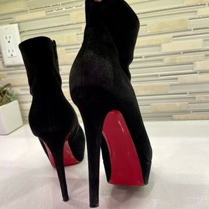 Loubition Bianca Black Suede Booties